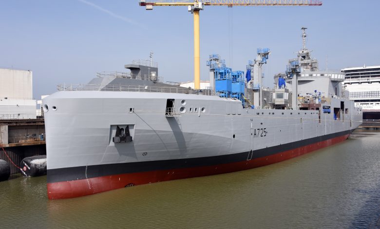 Launching Of The Jacques Chevallier, First BRF Supply Ship For The French Navy