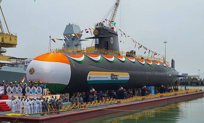 Launching of the Vagsheer, the sixth Indian Kalvari-class submarine with Scorpene® design, entirely made in India