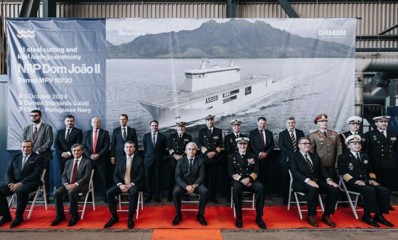 Damen holds joint steel cutting and keel laying ceremony for Portuguese Navy’s Multi-Purpose Ship